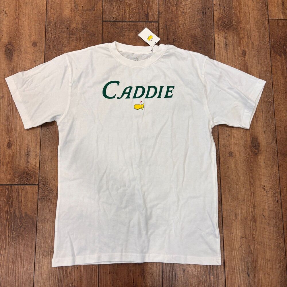 Masters Tournament White Caddie T-Shirt Tee Green Logo Size XL Golf Kids NWT